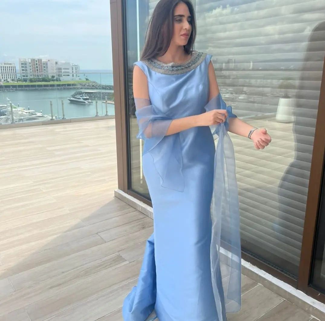 Vestido Celeste largo para fiesta