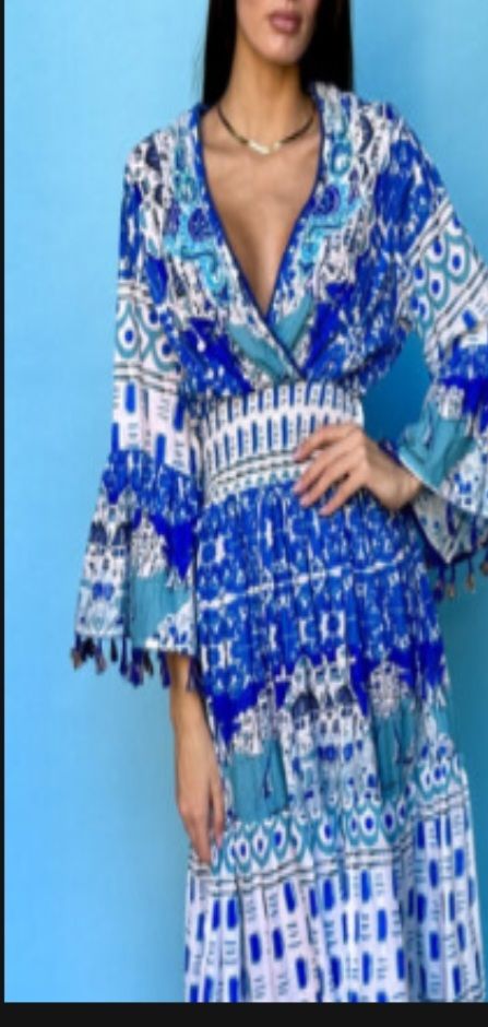 Vestido azul con aqua