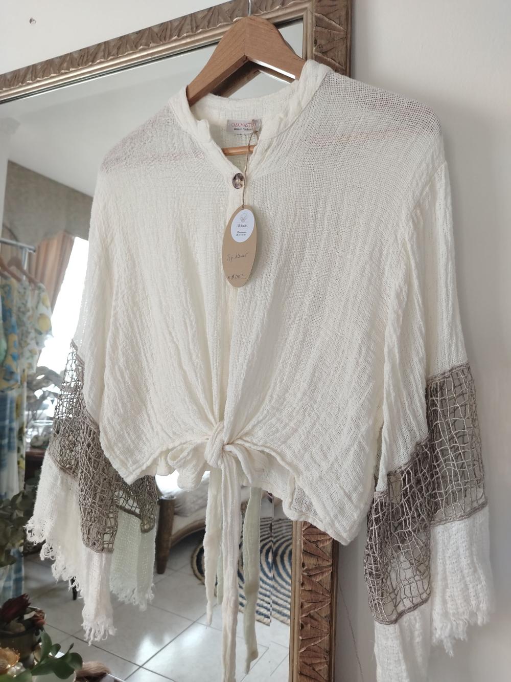 Top blanco en lino