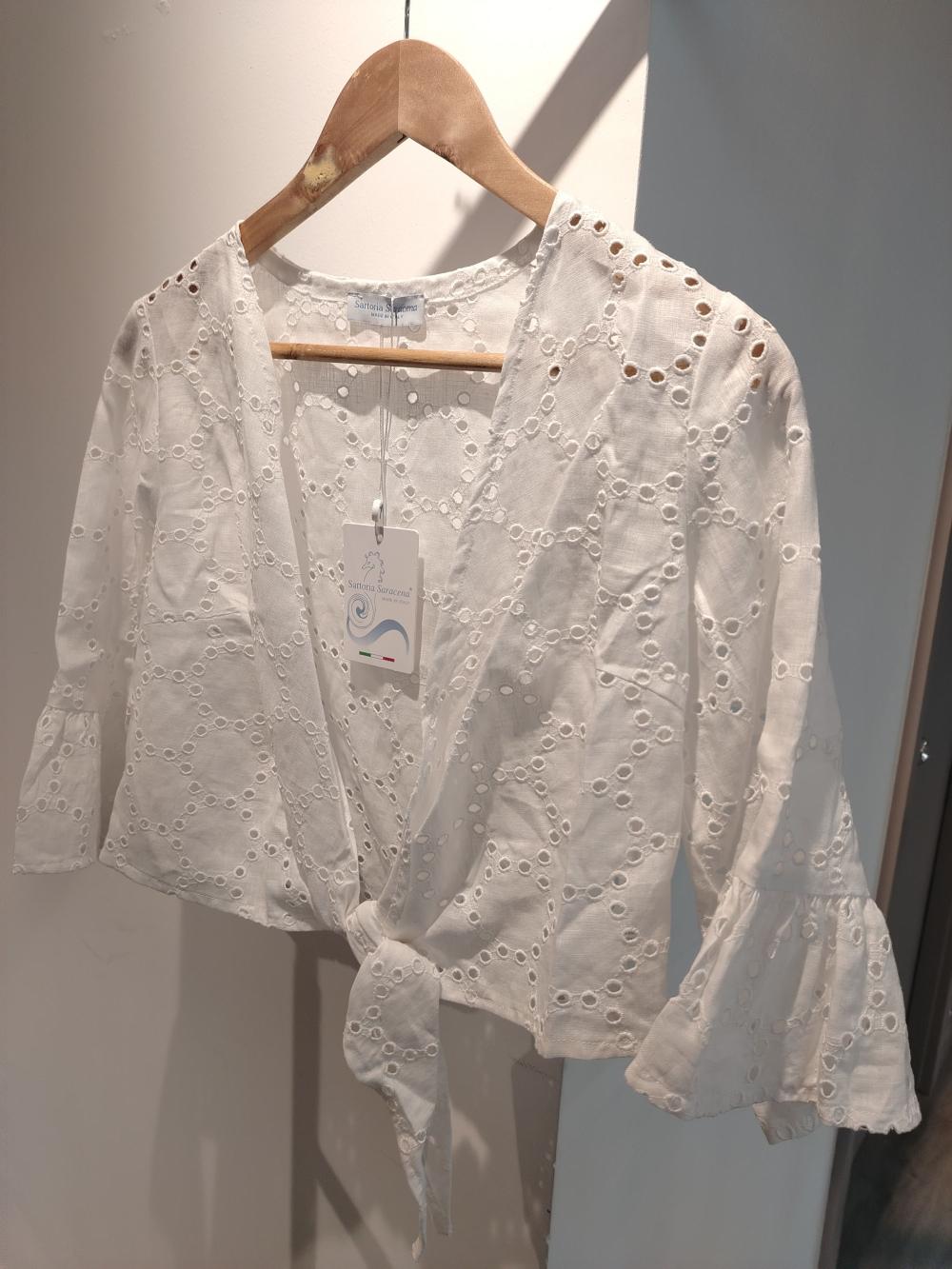 Bolero en lino bordado