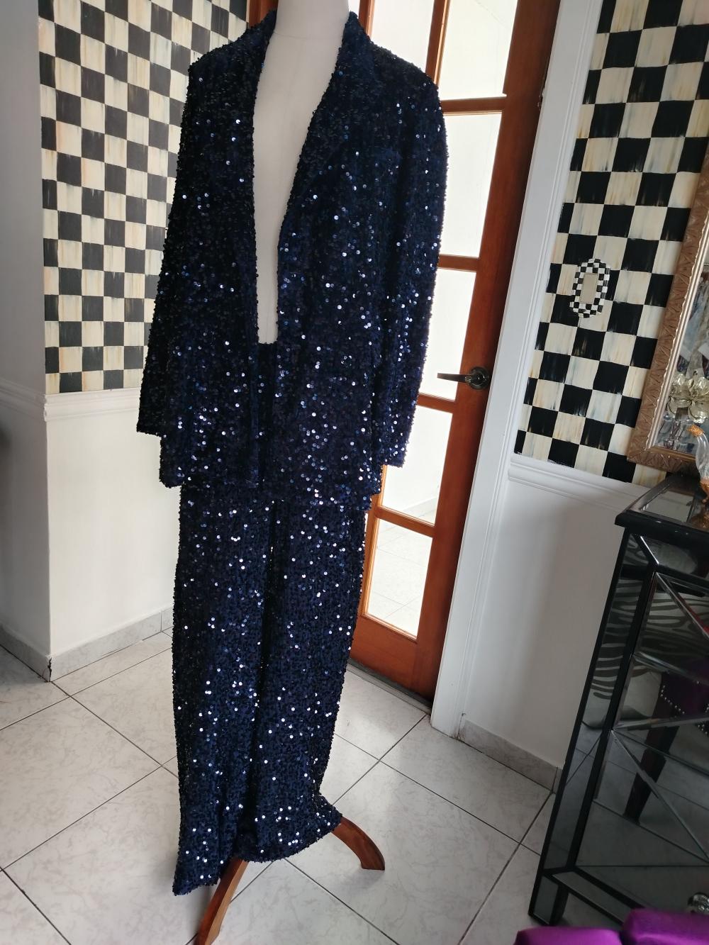 Set de pantalon y blazer lentejuelas
