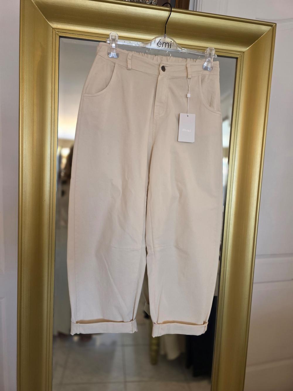 Pantalon de algodon crema